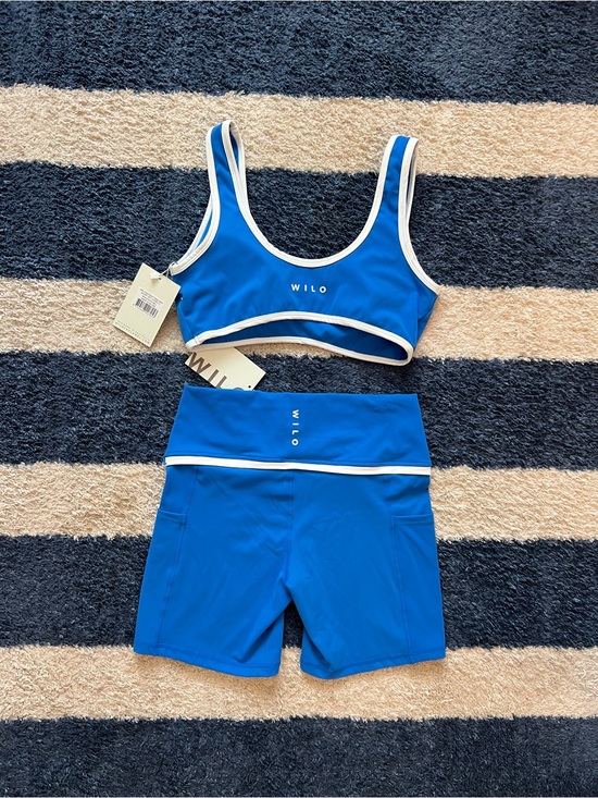 Wilo The Label Other - NWT Wilo The Label Active Set Sports Bra Biker Shorts Cobalt Blue, Size Large
